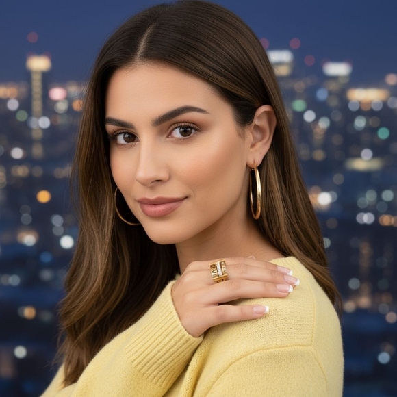 Modern Classic Roman Numeral Unisex Ring 18K Gold Plated Stainless Steel Sz 7 - Picture 11 of 15